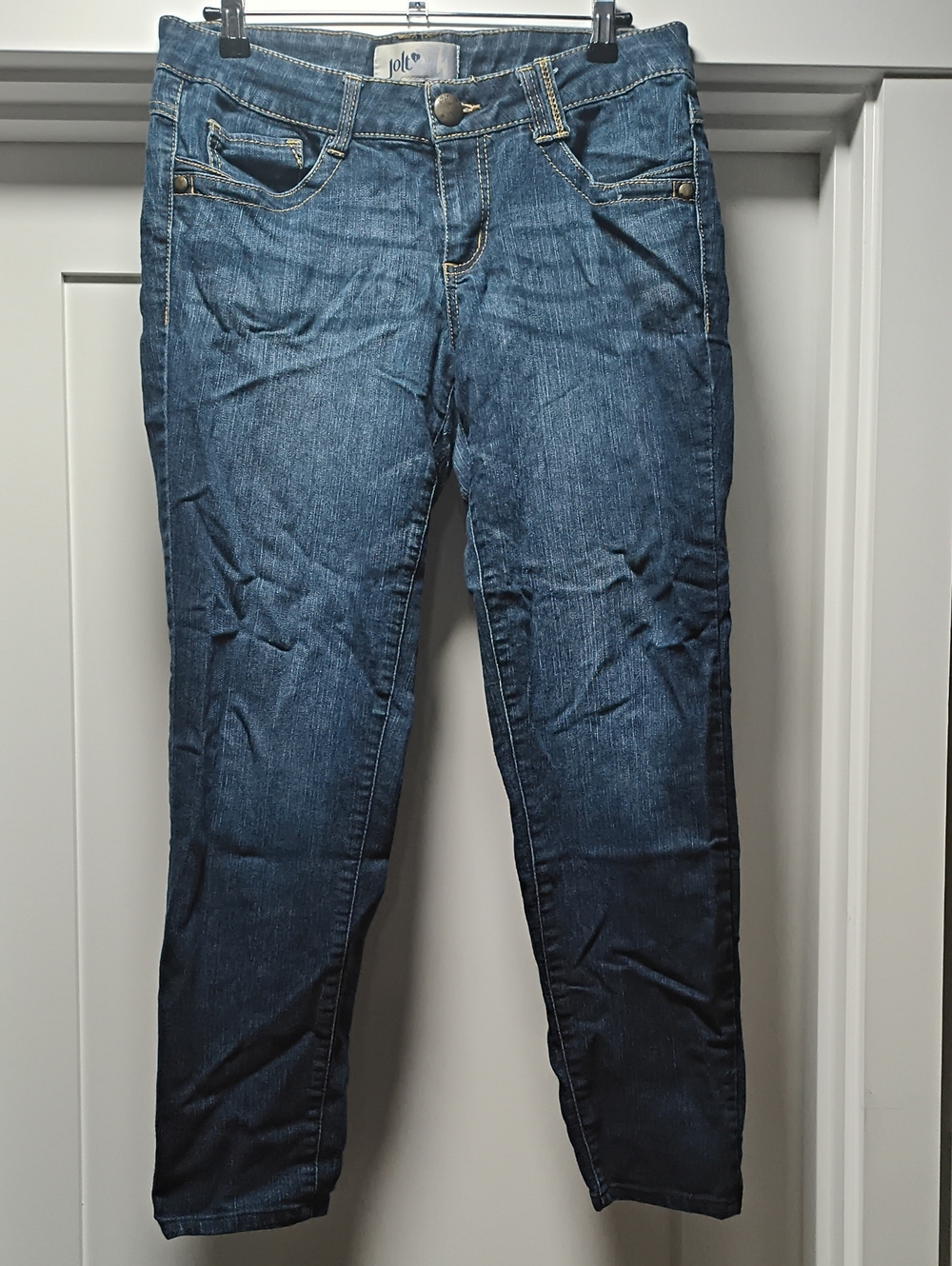 Jolt Women's Navy Ankle Cropped Stretch Jeans